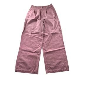 Madewell Harlow Wide Leg Pant Size 4 Linen Blend Pink Pleated Trousers